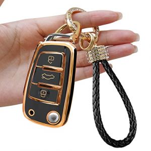Yumzeco Coque en Silicone pour Clé Voiture, 3 Bouton Protection TPU Souple pour Clé Compatible avec A1 A3 A4 A5 A6 Q3 Q5 Q7 S3 S4 RS5 RS6 TT,Étui Housse pour Keyless Télécommande-Noir (Yumzeco Yumzeco, neuf)