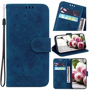 COTDINFOR Coque pour Huawei P30 Lite Portefeuille Housse imprimé Papillon Phone Flip Pochette Etui Cuir Magnetique avec Carte Fente Anti Choc Cover pour Huawei P30 Lite/Nova 4e Bleu TX-RB. (COTDINFOR, neuf)