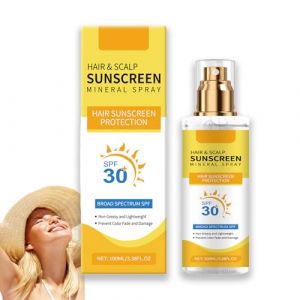 Protection solaire cuir chevelu et cheveux, Spray solaire cheveux et cuir chevelu FPS 30, Spray solaire non gras, waterproof, anti-affadissement, hydratant, soin UV pour tous types de cheveux (1pcs) (TXYUE, neuf)
