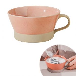 Grande tasse à café, 700 ml, grand bol à soupe avec poignée, bols à céréales avec anse, tasse à café XXL, en céramique, rose (iglood, neuf)