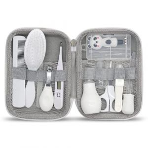 11pcs Trousse de Soin B&eacute;b&eacute; Accessoire de Soins De B&eacute;b&eacute;-Portable-Peigne,Pince &agrave; Ongles ect,Pour La Maternelle,Les Nouveau-N&eacute;s,Les filles,Gar&ccedil;on(Blanc) (Qinhi, neuf)
