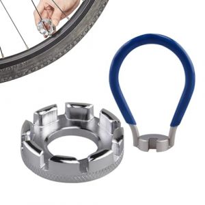 WUSJCOF Clé à Rayons Universelle en Acier, 2 Pièces, Réglage et Réparation, Clés Dévoilage Roue, pour Route, Outils pour Truing de Roues de Cyclisme (NAROU DUTEN, neuf)