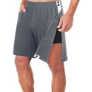 Cusghjbsg Short de jogging d&eacute;contract&eacute; pour homme avec taille &eacute;lastique et bouton fendu sur le c&ocirc;t&eacute; post-chirurgie, A-gris fonc&eacute;., XL (YUIxinka, neuf)