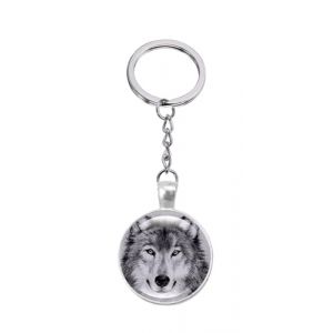 Porte-Clés Loup, Avec ou Sans Prénom, 4 Modèles au Choix, Couple, Amour, Forêt, Nature, Porte-Clés Animaux, Personnalisable, Pour Homme et Femme (Style 2) (⭐Publisit-France⭐, neuf)