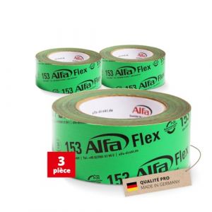 Alfa 153 Flex» - Ruban adhésif flexible haute performance, 3 pièces, 50 mm x 25 m (75 mètres) pour pare-vapeur, freins vapeur et membranes de toiture, ultra fixant et ultra flexible (Alfa-Direct, neuf)
