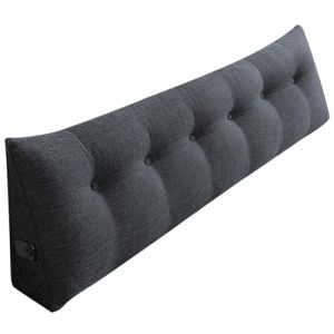 VIIROUD Coussin de Dossier, Coussin de Lecture pour lit et canap&eacute;, Coussin Triangulaire, Coussin Lombaire pour Le lit, Gros Coussin de t&ecirc;te de lit, avec Housse Lavable-180 * 50 * 20 cm-Gris Diva (Hechheu, neuf)