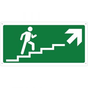 Pubblimania Escaliers Montée à droite Sortie d'urgence | Panneau en aluminium composite 3 mm extérieur-intérieur (escalier droit Montée, 1 Unité) (Pubblimania, neuf)