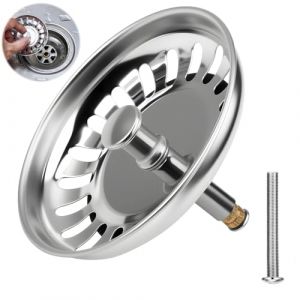 Bouchon Évier Cuisine 80mm, Filtre Evier Cuisine Universel avec Goupille Réglable Bouchon D'évier pour Filtration des Résidus et l'écoulement Rapide Crepine Universel en Acier Inoxydable (LiuLanFen, neuf)