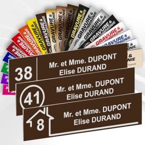 Plaque Boite Aux Lettres Adhésive PVC Avec Numéro – Plaque Gravée À Personnaliser 10 x 2,5 cm – 20 Couleurs Disponibles (Marron) (GRAVURE ET COMPAGNIE, neuf)