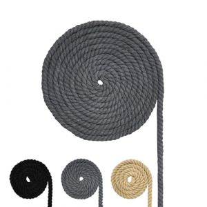 Cordon de coton, corde de fil de macram&eacute;, diff&eacute;rentes tailles de corde en coton pour travaux de bricolage, cadeaux (Gris, 8 mm (5 M)) (CYRISING, neuf)