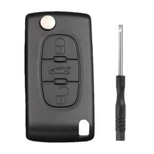 3 Boutons Coque Cl&eacute; Compatible CE0536 cl&eacute; &agrave; Rabat Pliable pour Peugeot 207 307 308 407 408 3008 5008 Citroen C2 C3 C4 C5 C6 C8,Dacia Duster Coque,Protection Coque Cl&eacute; (Noir-3 Boutons) (WangDeFu123, neuf)