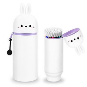 Zyluniy Kawaii &Eacute;tui &Eacute;cole, Trousse Silicone Verticale, 2 en 1 en Souple Kawaii, Trousse Scolaire Silicone Extensible pour Adolescente et &eacute;tudiante, &Eacute;tudiant Scolaire Cadeaux Rentr&eacute; (MATERSE, neuf)