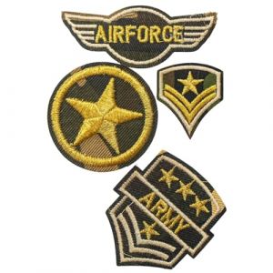 Patch Ecusson Thermocollant Lot de 4 Insigne Army Militaire (Filou Face, neuf)