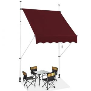 HOMASIS Store à Serrage 150/200/250/300/350/400 cm, Protection Solaire réglable en Hauteur sans perçage, auvent avec manivelle, Store banne Manuel à Bras articulé, pour l'extérieur (Rouge, 1.5m) (Homasis, neuf)