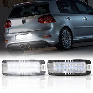 POPMOTORZ LED Eclairage de Plaque Immatriculation,2 Pièces Lumiere de Plaque D'immatriculation 2835 SMD Canbus Sans Erreur pour Lupo/Scirocco/Phaeton/Polo 9N 6R/Passat 3c B6 CC (LED POPMOTORZ, neuf)