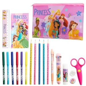 Disney Stitch Trousse Scolaire Fille Kawaii Frozen Trousses pour Enfants avec Fournitures Scolaires Crayon de Couleurs Stylo Kit Papeterie (Rose Princesse) (Get Trend., neuf)