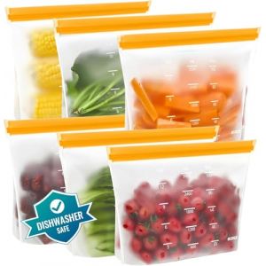 IDEATECH Lot De 6 Sacs Congelation R&eacute;utilisables Avec Zip, Sans BPA, Lavables, Sacs Alimentaires En Silicone Grand Format Pour La Conservation Cong&eacute;lateur (aoying-eu, neuf)