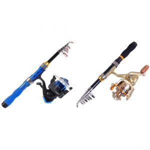 Besttoolifes Mini canne à pêche télescopique et moulinet en fibre de carbone portable et légère pour voyage, randonnée, bateau, pêche 1 m, 1,2 m, 1,5 m, noir et bleu (1,5 m, noir) (ZHIHEHUI, neuf)