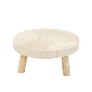 Spetebo Disque d'arbre naturel rond - 25 cm / grand - Tabouret à fleurs en bois avec 3 pieds - Support pour plantes - Support pour fleurs - Plateau pour plantes - Tabouret décoratif (Special-trends, neuf)