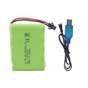 1PCS 6.0V 2800mah AA Li-Batterie Rechargeable &SM-2P Plug avec 1PCS Ligne de Charge USB for TB141 TB142 DE37 RC Voiture Jouet Voiture télécommandée excavatrice, Camion, Voiture d'ingénierie (FengYun Store, neuf)