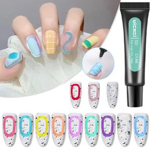 Pure Vie Gel 3D Nail Art, 12couleurs Gel Ongle Nail Polish, Gel Paint Nail Art, Gel Construction Ongle Uv Multifunction Gel de Colle à Ongles en Relief 5D pour Diy à la Maison, Cadeau Fille Femme (Smartshop2000, neuf)