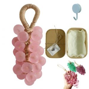 Savon au raisin, savon en cristal fait main et personnalis&eacute;, nettoyant doux, savons artisanaux en forme de raisin sur corde, for le lavage des mains(Pink) (YTDZSWZX, neuf)