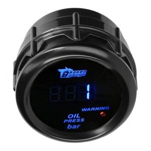 LKRXW Auto Jauge de Pression d'huile 52mm Presse l'huile Manometre Avec Capteur 12V Bleu Lumière Numérique Pression Jauge Voiture Psi Indicateur Meter Instruments 0 à 7 Bar (LKRXW, neuf)