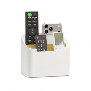 PAVSTINE Porte T&eacute;l&eacute;commande avec Compartiment, Large Desk Organizer pour Rangement Telecommande TV, DVD, 4K Stick et Blu-ray, Range Telecommande pour Slot Stylo, Blanc (Pavstine FR, neuf)