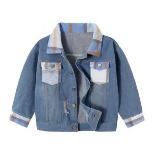 Volunboy Enfants Manteau en Denim pour Gar&ccedil;ons et Filles, Bleu Vintage Jeans Vestes Manteaux (Denim Bleu Blanc, 3-4 ans, Taille 110) (Volunboy, neuf)