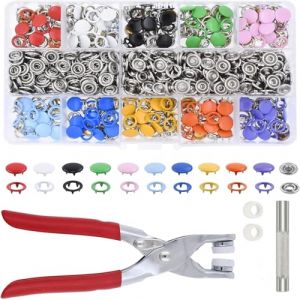 Wenrescry Lot de 200 boutons-pression avec pince, en métal, 9,5 mm, 10 couleurs, bricolage pour vêtements d'enfants, vêtements, sacs, faits à la main, réparation, sans couture (Acd_max, neuf)
