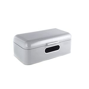 ECHTWERK Bo&icirc;te &agrave; pain r&eacute;tro en m&eacute;tal avec fen&ecirc;tre, bo&icirc;te de rangement peu encombrante, corbeille &agrave; pain avec couvercle, pour conserver le pain frais encore plus longtemps, gris, 42 x 23 x 16,5 cm (follownoh24, neuf)