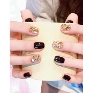 Faux ongles &agrave; presser faits &agrave; la main - 10P + 4P - R&eacute;utilisables - Pour mariage, f&ecirc;te, tous les jours avec outils adh&eacute;sifs - Bo&icirc;te cadeau en fer (rose, personnalis&eacute;) (TOPA Digital, neuf)