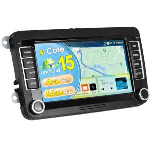 [4G + 64G] Autoradio CarPlay pour VW/Seat/Skoda/Passat/Golf/Polo, Apple CarPlay et Android Auto sans Fil, écran Tactile HD 7 Pouces, 2 DIN, Bluetooth, GPS, SWC, FM, RDS, USB, caméra de recul AHD, Mic (podofo Shop, neuf)
