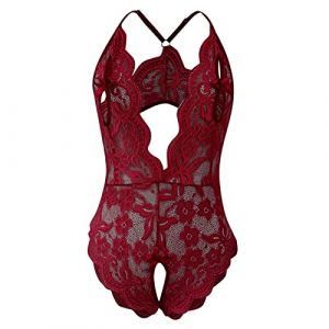 Ensemble Lingerie Body Femme Sexy Chic Lingerie Et Vêtements Sexy Bodysuit Femmes Mode Impression Maille Lingerie Dentelle Lingerie Six pièces Ensemble sous-vêtements Sexy Lingerie (Nu4 Wine, L) (Paenaper(Arriver 5 à 15 jours), neuf)