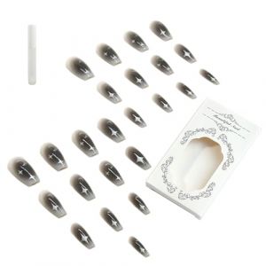 B&acirc;ton &agrave; ongles &agrave; couverture compl&egrave;te en forme d'&eacute;toile noire d&eacute;grad&eacute;e longue fausse griffe artificielle &agrave; presser cercueil &agrave; ongles (zhuyuanyurunfushi, neuf)