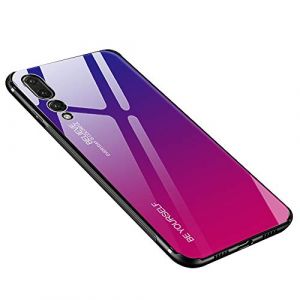 generisch Coque pour Huawei P20 Pro, Verre Trempé Arrière en Dégradé + Bords Couvrants Silicone TPU Souple Hybride Étui Antichoc Anti Rayures Case pour Huawei P20 Pro (Bleu-Rose) (Dqueen-eur, neuf)