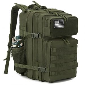 QT&QY Sacs à dos tactiques militaires pour hommes Sac de jour Molle 35L/45L Grande capacité sac à dos de fitness Sac à dos de randonnée avec porte-bouteille (Panda Outdoor Explorer-FR, neuf)