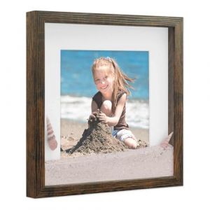 PHOTOLINI Cadre Photo 3D à remplir 30 x 30 cm chêne foncé, Cadre boîte Profond avec Passe-Partout, pour Objets jusqu'à 1,5 cm, Bois MDF, Verre - pour Les Loisirs créatifs & comme Cadeau (PHOTOLINI, neuf)