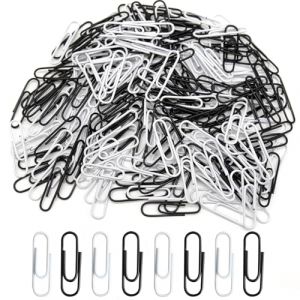 Lot de 200 trombones en m&eacute;tal multicolores - R&eacute;utilisables - 33 mm - Avec bo&icirc;te de rangement - Pour bureau, fichiers, &eacute;cole, papiers (noir et blanc) (barbie88, neuf)