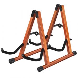 MOREYES Double Support Guitare, Supports de Guitare en Bois pour Guitares Multiples, Guitares Acoustiques, Basse, Guitare Electrique, Support de Guitare Acoustique pliable en A, Facile à Assembler (MoreYes Music, neuf)