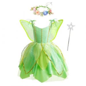 Lito Angels Deguisement Costume F&eacute;e Clochette, Robe de Fee Verte avec Accessoires pour Enfant Fille, Taille 18-24 mois (&eacute;tiquette en tissu 80) (Lito Angels FR, neuf)
