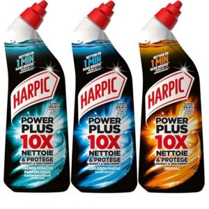 Harpic - Lot de 3 Gels WC PowerPlus - Original + Explosion marine + Parfum frais (Pennguin-FR-Home, neuf)
