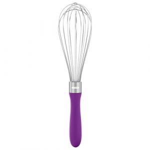 U-Taste Fouet de cuisine de 28cm: Fouet à ballon en acier inoxydable 18/10, moyen batteur à œufs avec 8 fils hautement flexibles et poignée en silicone pour fouetter mélanger crèmes sauces (Violet) (U-Taste Direct, neuf)