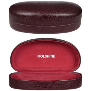 molshine &Eacute;tui &agrave; lunettes de soleil &agrave; coque rigide, grand &eacute;tui &agrave; lunettes classique pour lunettes de soleil, lunettes avec chiffon de nettoyage, poche (Vin rouge) (MOLSHINE  Direct, neuf)