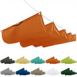 Voile d'ombrage rétractable 0,8 x 4 m, protection solaire de terrasse, rétractable, système de rails d'ombrage pergola, avec cordes de montage pour auvent de terrasse et jardin d'hiver, orange (LIFENGQIHANG, neuf)