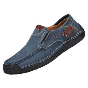 Chaussures Homme Large Slip On Sneakers Mocassins Confortables Hommes Cuir Pantoufles Larges Mocassins Légères & Slip-Ons Chaussures Bateau Plates Respirantes Doux Chaussures Décontractées, bleu, 40 (Cheyao, neuf)