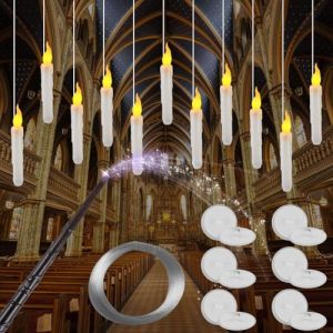 Lot de 12 bougies LED sans flamme avec t&eacute;l&eacute;commande magique - Bougies flottantes vacillantes - Bougies LED sans flamme - Lumi&egrave;re chaude vacillante - Pour d&eacute;coration de f&ecirc;te d'Halloween et de (EverTre, neuf)