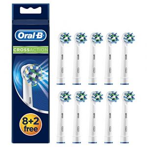 Oral-B CrossAction Pack de 8 + 2 Brossettes de Rechange pour Brosse &agrave; Dents &Eacute;lectrique, Bleu (G Trading FR, neuf)