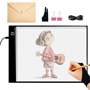 Tablette Lumineuse A4S, LED Bo&icirc;te lumineuse, Planche &agrave; tracer l&eacute;ger pour Copie Artcraft Tattoo Aquarelle Copie Quilting Peinture Xray avec Clips, Gant d'Artiste et Sac de Rangement (JOY Art, neuf)