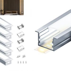 HOOLED Profilés en aluminium pour bandes LED 2 m x 5 pièces 10 m, taille 27,2 mm x 15 mm, adapté pour les bandes lumineuses de différents fabricants, largeur maximale 15,3 mm SP25 (kosoom online store, neuf)
